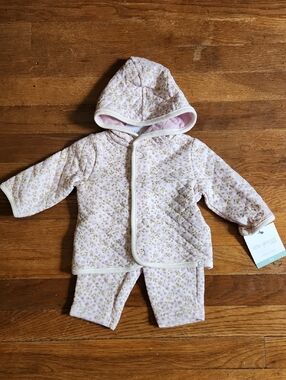 Little Planet Pink Floral Quilted Hooded Pajama Set for Kids